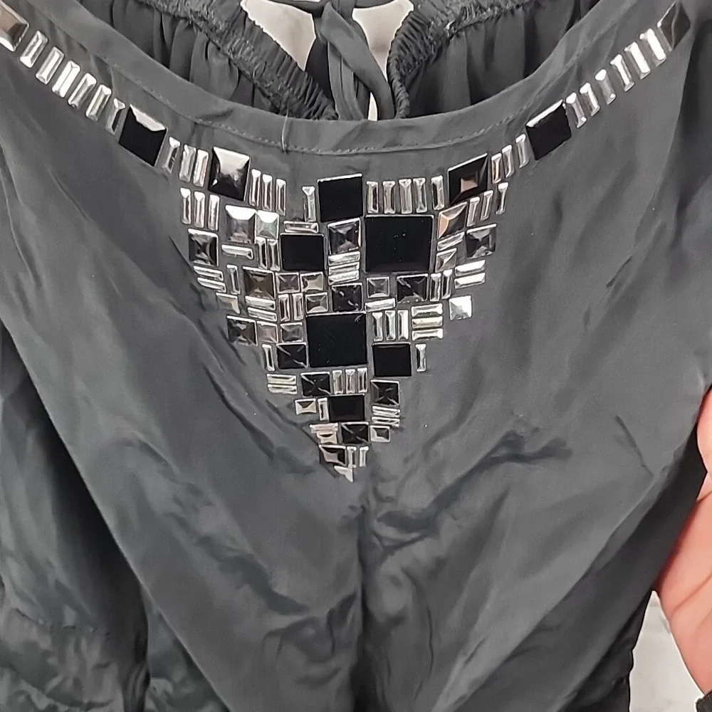 Grass Collection Black Romper Size‎ Medium Sleeveless Silver Embellishment